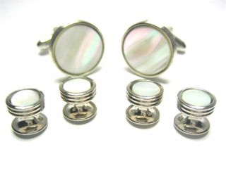 mother of pearl formal cufflinks stud set are the perfect complement