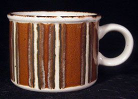  Wedgwood EARTH Coffee Tea Cup England Brown Rim Rust Stripes VINTAGE
