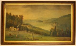  AMERICAN LANDSCAPE PAINTING LAKE GEORGE NEW YORK FROM BOLTON LANDING