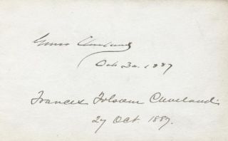 1887 President Grover Cleveland and Wife Dual Signed Autographs in