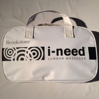 Brookstone i need Lumbar Massage Pillow Black W Carry Case NEVER USED