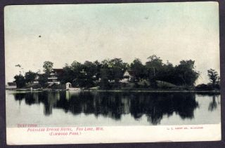 Fox Lake Wi Peerless Spring Hotel 1900s Postcard