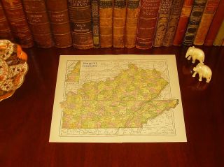  1890 Antique Map KENTUCKY Frankfort TENNESSEE Memphis Knoxville