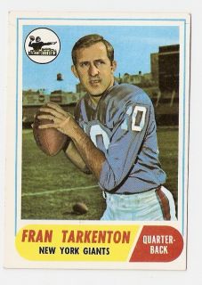 1968 Fran Tarkenton Topps Football Trading Card 161