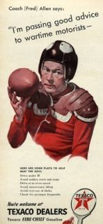 WWII Texaco Fred Allen Football Art Vintage Ad 1942