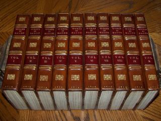 1819 10 Vols Francis Bacon Works Philosophy RARE Antique Leather Books