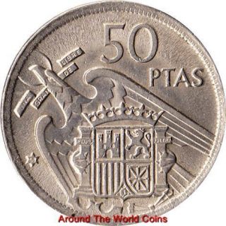  58 Spain 50 Pesetas Large Coin Caudillo Francisco Franco KM 788