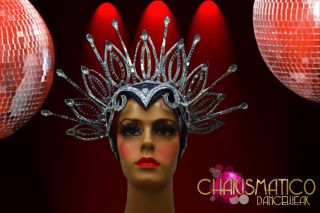 Charismatico Silver Pageant Queen Drag Queen Crown Head Piece