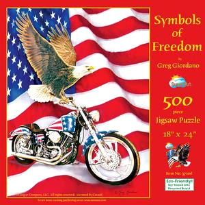  Jigsaw Puzzle Symbols of Freedom Eagle Flag Motorcycle Mint