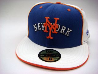 New York Mets White Blue Orange New Era Fitted Hat