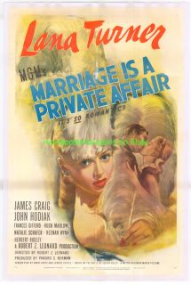 Marriage Is A Private Affair Movie Poster Lana Turner