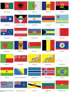WORLD FLAGS COLLECTION (4x4)   Multi Format Machine Embroidery Designs
