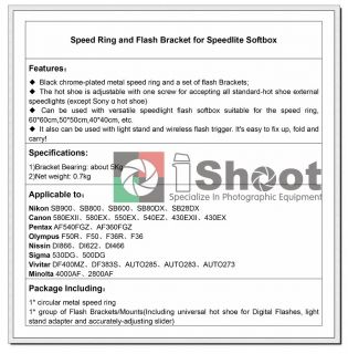 Soft Box Speed Ring Bracket for Flash Speedlite Softbox
