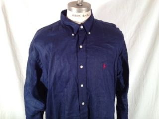 Polo Ralph Lauren 100% Linen Blue Blake Causal Shirt Size XLarge