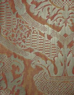 FORTUNY Fabric Fiaccola Burnt Apricot Silvery Gold Cotton Venice Italy