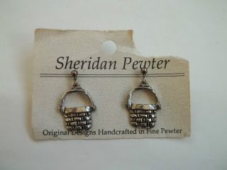 Sheridan Pewter Earrings Baskets New Handcrafted 1