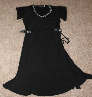 New Womens Travel Elegance Black Sparkle Stretchy Dress Size M Medium
