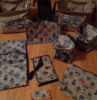 Thirty One   Playful Robots Huge Lot; Square Utility Tote, All In One