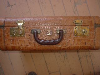   Vintage Hard Alligator Suitcase by J E Fournier of Montreal Canada