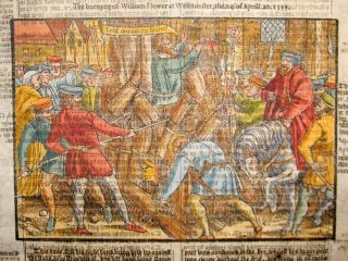 Foxes Martyrs 1570 HC Woodcut. Burning William Flower, Westminster