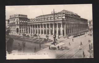 Postcard France Bordeaux Theatre Classic Cars 1910years
