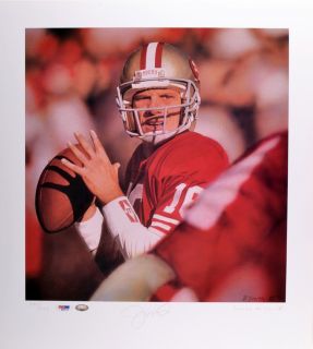 Joe Montana Signed Lithograph Le of 500 19x17 5 PSA DNA Certified