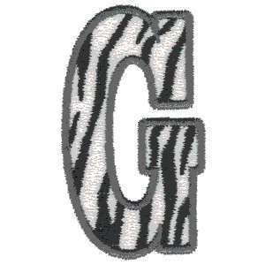 G Zebra Print Letter Embroidered Iron on Patch