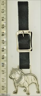 Black Leather Strap Pocket Watch Fob with Mack Bulldog