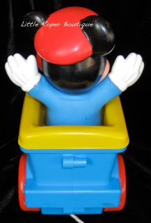 Vintage Disney Mickey Mouse Pull Toy Plastic Train Popping Fisher