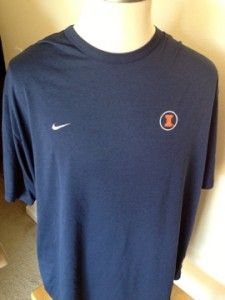 Nike FitDRY Blue Casual Shirt University of Illinois 100% Polyester