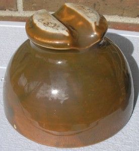 Brown porcelain INSULATOR Fred M. Locke From GEORGETOWN Colorado