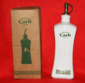 New Fratelli Carli Glass Olive Oil Dispenser with Attached Stopper