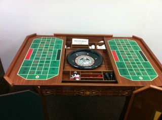 GARGIULO & JANNUZZI Game Table w/ roulette +5 MORE GAMES, HAND CRAFTED