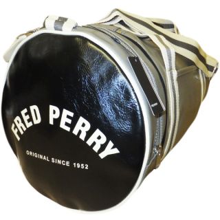 Fred Perry Barrel Bag Gym / Travel / School Bag Grey with Black