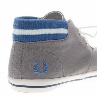 Fred Perry Byron Mid Collar Canvas UK Size Grey Trainers Shoes Mens
