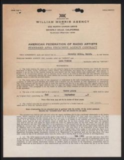 Lana Turner Vintage 1943 Original Signed William Morris Agreement