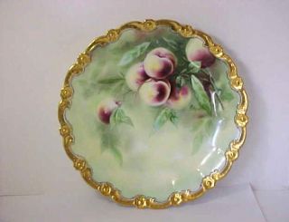 Signed J Kiefus Pickard Stouffer 12 Charger Tray Peaches Gold Limoges