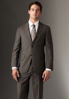 Hickey Freeman Mens Sterling Collection Brown Check Suit