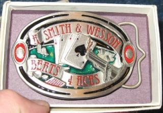 Smith Wesson s w Beats 4 Aces Pewter Belt Buckle