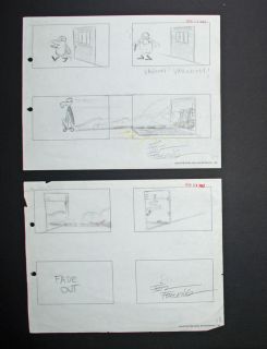 Signed Friz Freleng Pink Panther Storyboard Set 15 1967