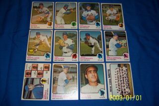 1973 Topps New York Mets Team Lot Yogi Berra Tom Seaver Grote Tug