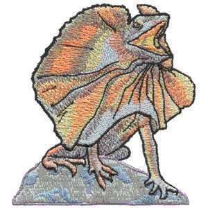 Frilled Lizard Dragon Sitting Reptile Iron on Patch