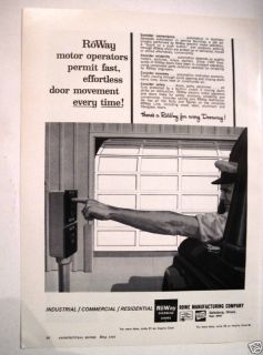 Roway Overhead Doors Rowe Mfg Co Galesburg IL 1965 Ad