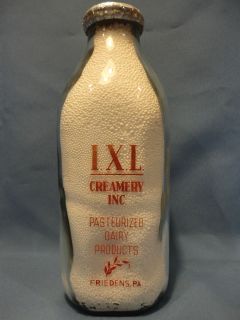 Creamery Quart Milk Bottle, Friedens, PA~IXL Dacro Ca~2 color