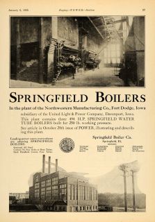 1925 Ad Springfield Boilers NW Manufacturing ft Dodge Original