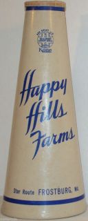  Cone Happy Hills Farms with Correct Lid Frostburg MD N Mint
