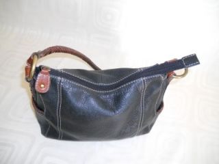 Fossil Small Black Brown Soft PEBBLED Leather Handbag