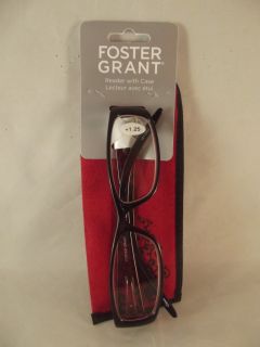 Foster Grant Reader Reading Glasses with Case Red Black