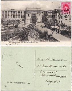  1926 Alexandria Postcard Ramleh Casino Franking 10m K Fouad to Belgium