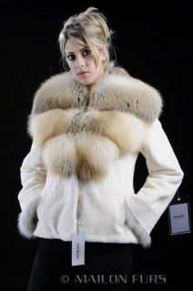  Perlato Mink Fur Jacket with Golden Island Fox Collar Saga Furs